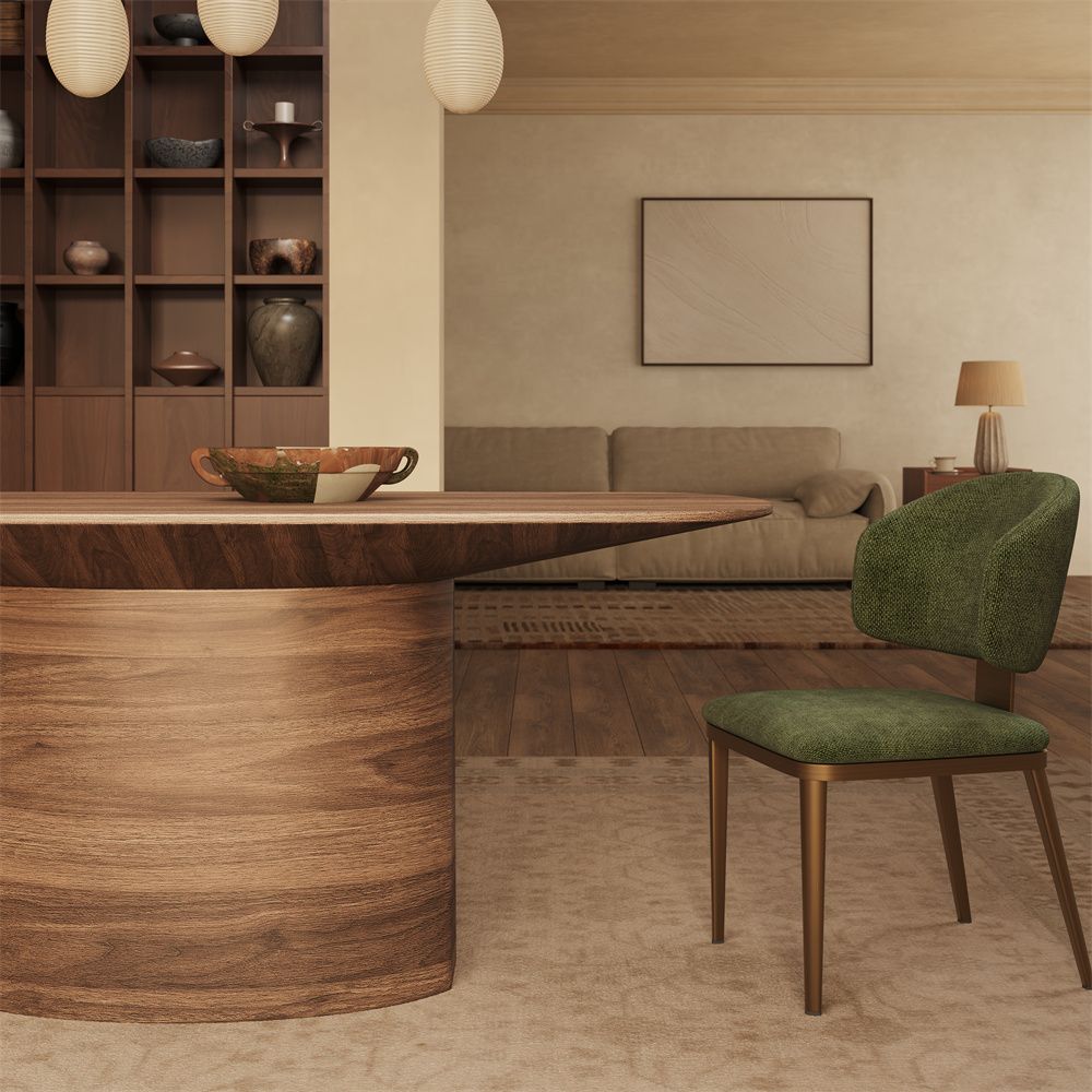 Oval Walnut Color Engineered Wood Dining Tables