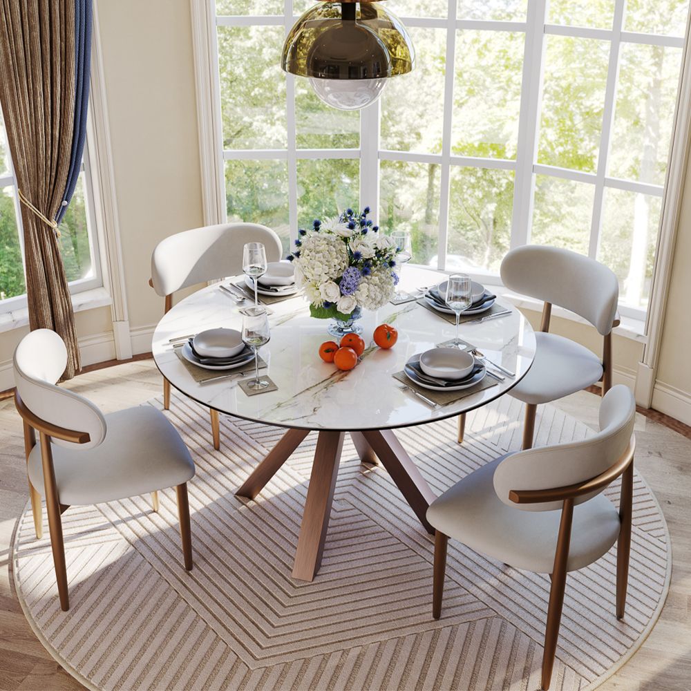 Black White Glossy Sintered Stone Dining Tables