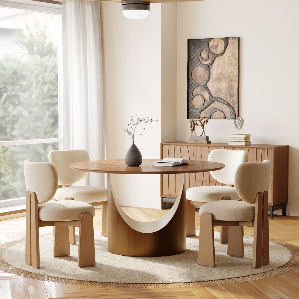 Walnut Color Engineered Wood Dining Tables