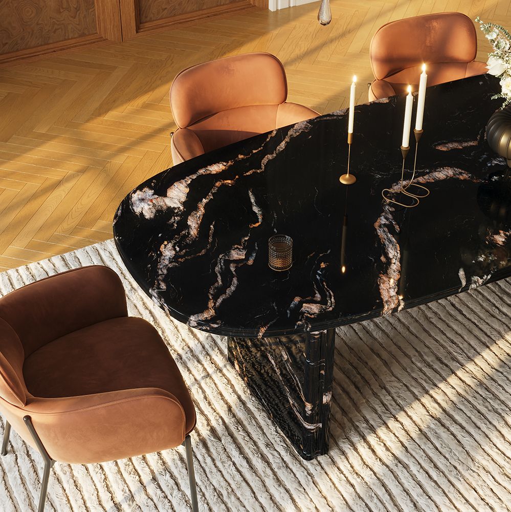 Modern Minimalist Black Marble Dining Tables