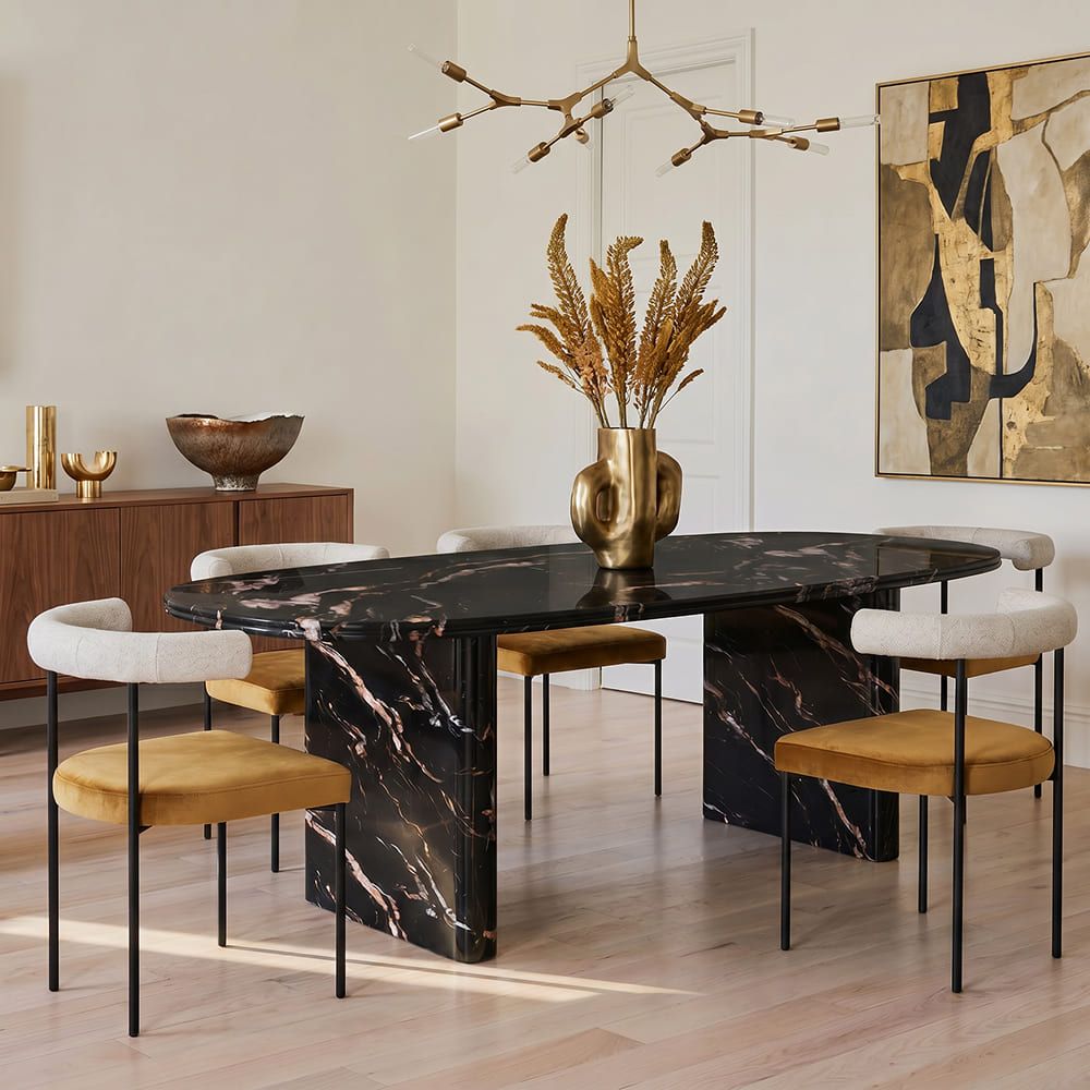Traditional Black Marble Dining Tables