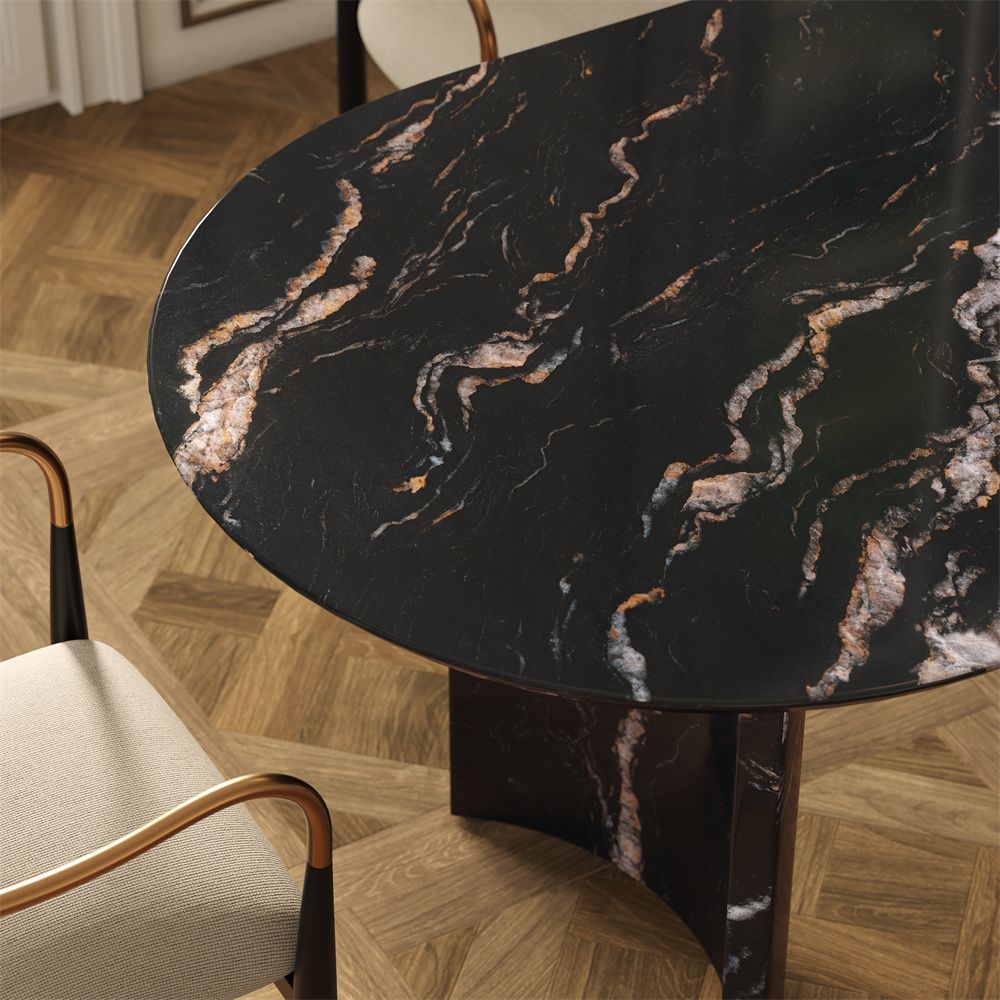 Seats 6 Black Marble Dining Tables