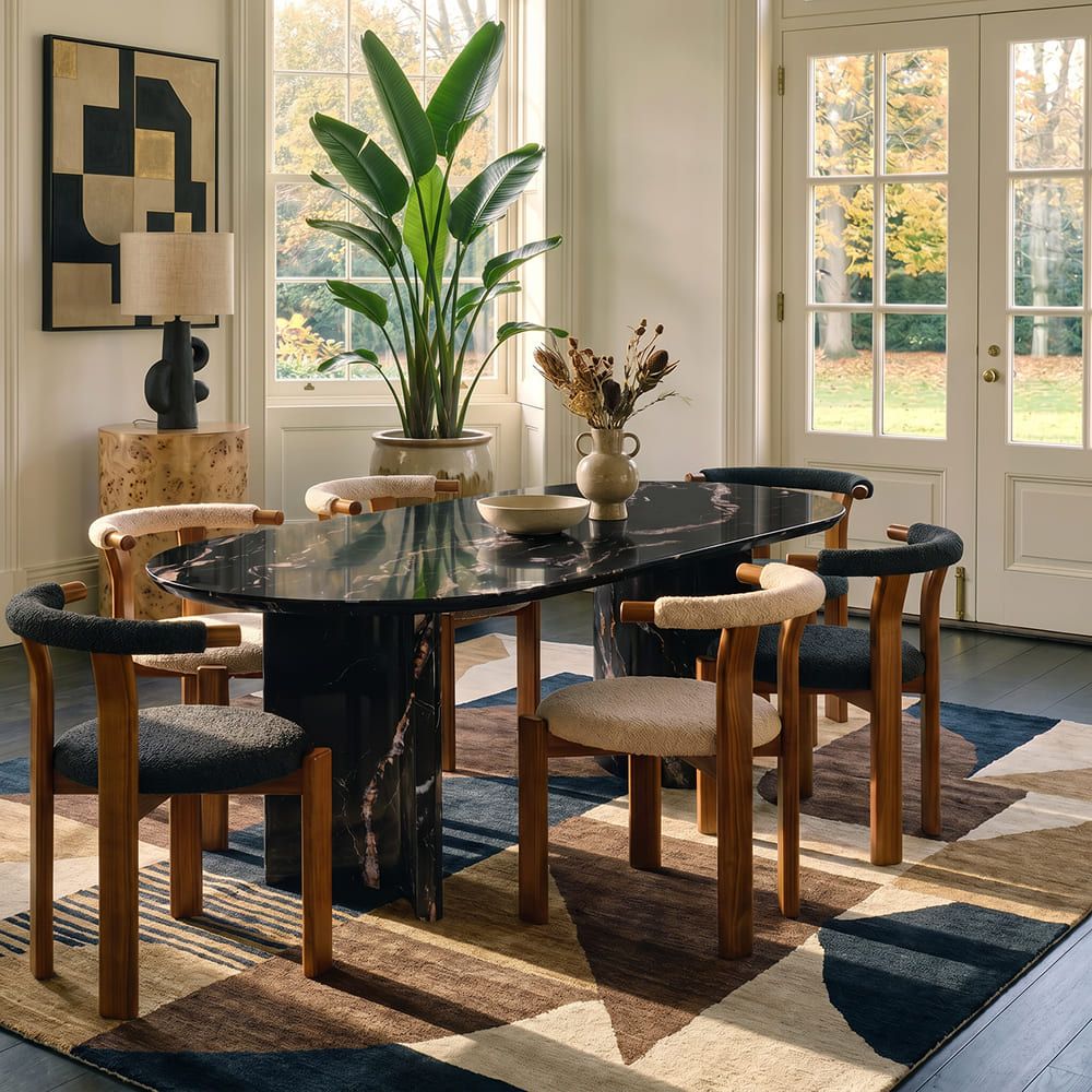 Seats 8 Black Marble Dining Tables