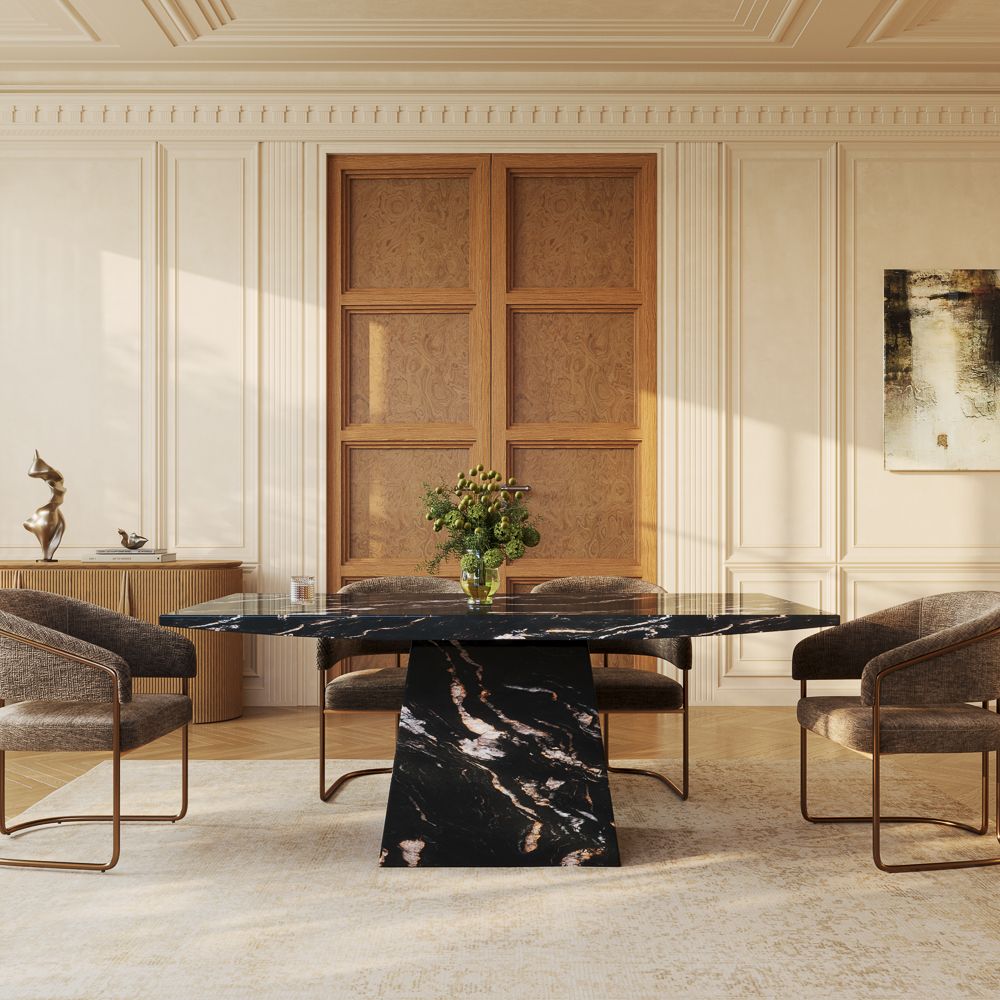 Seats 8 Black Marble Dining Tables
