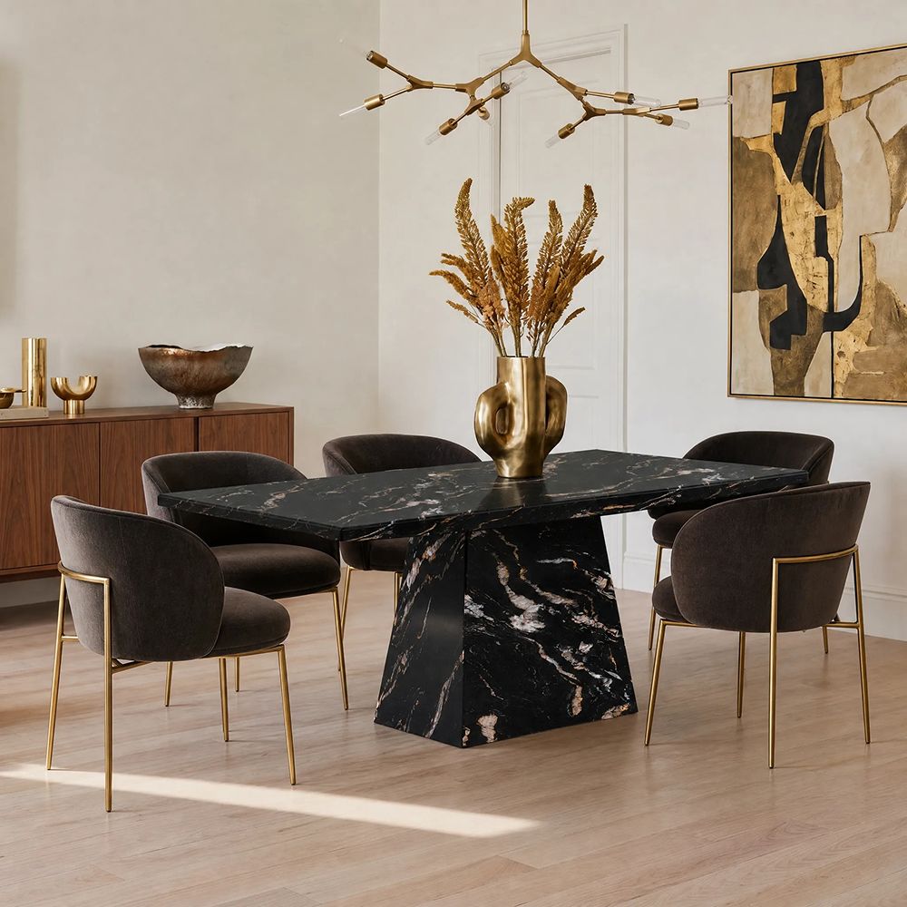 Seats 8 Black Marble Dining Tables