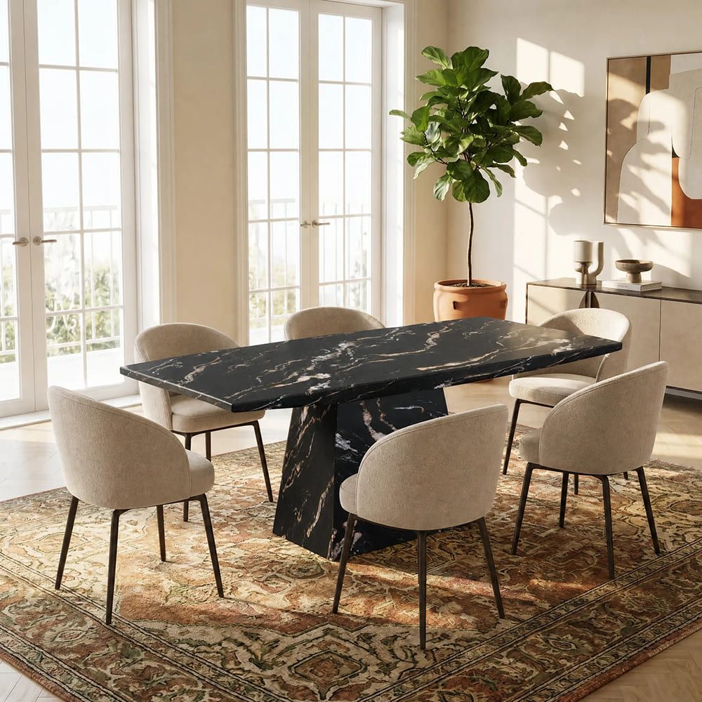Seats 10 Black Marble Dining Tables