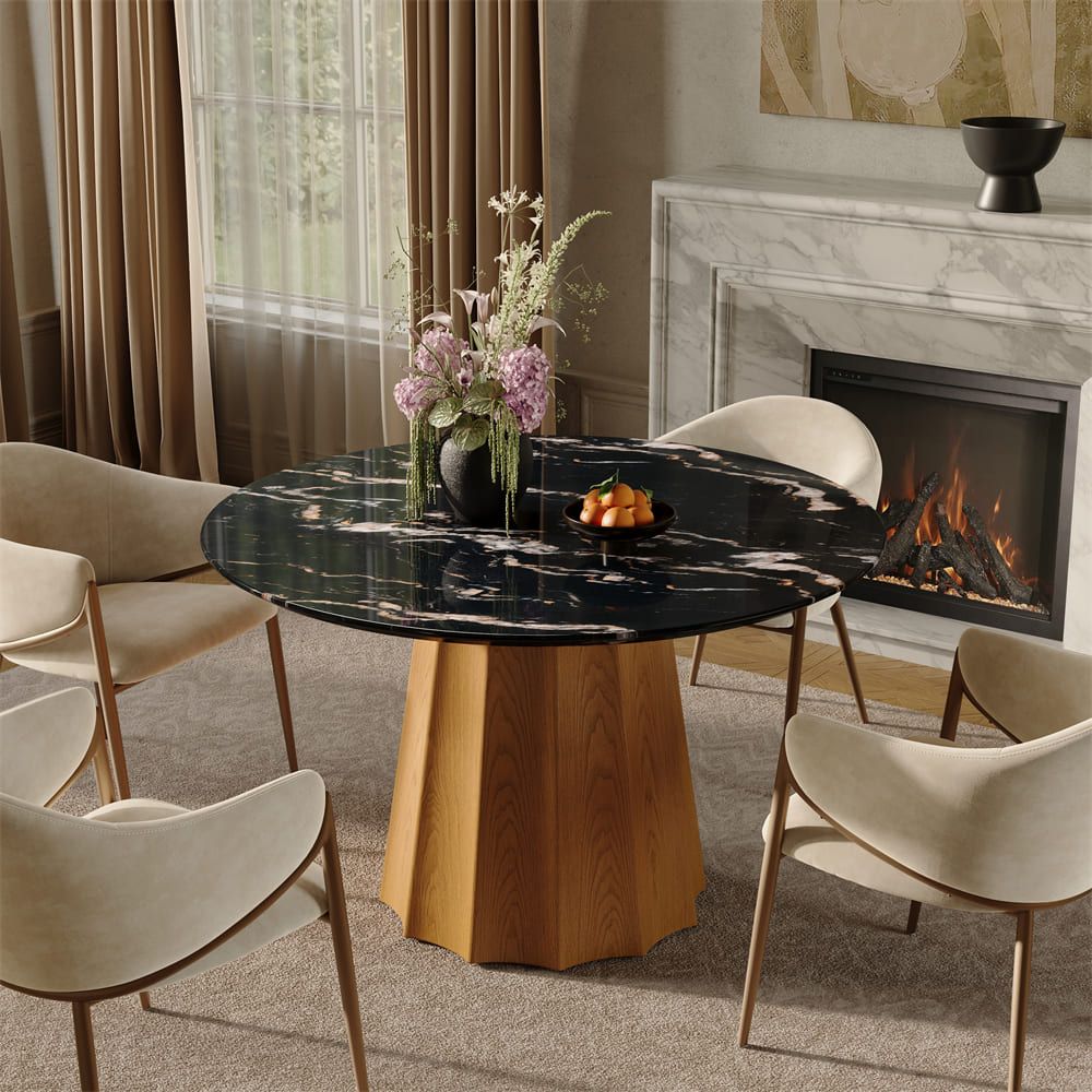 Ash Wood Black Marble Dining Tables