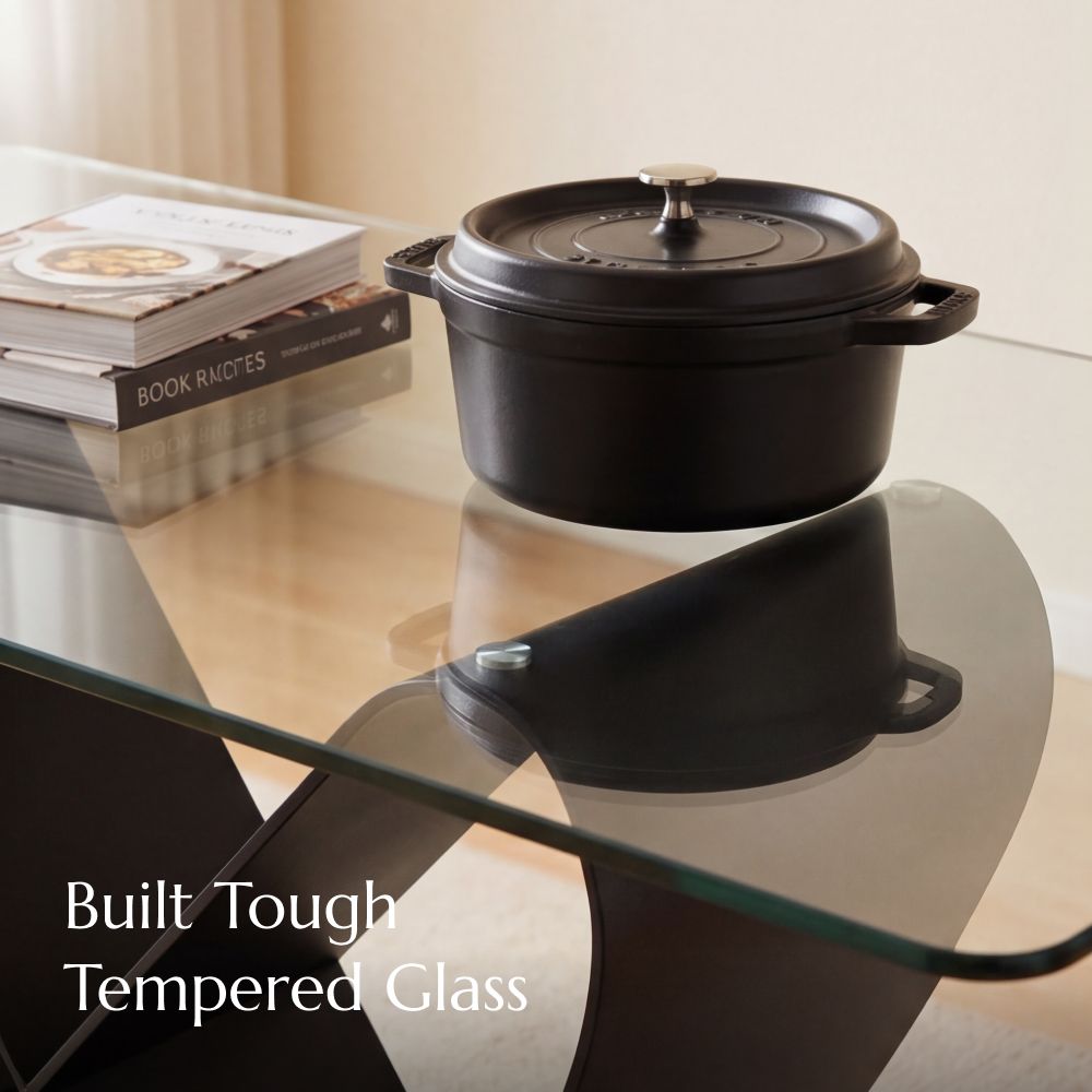 Seats 8 Transparent Tempered Glass Dining Tables