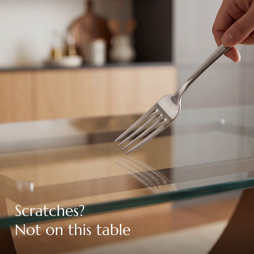 Seats 6 Transparent Tempered Glass Dining Tables