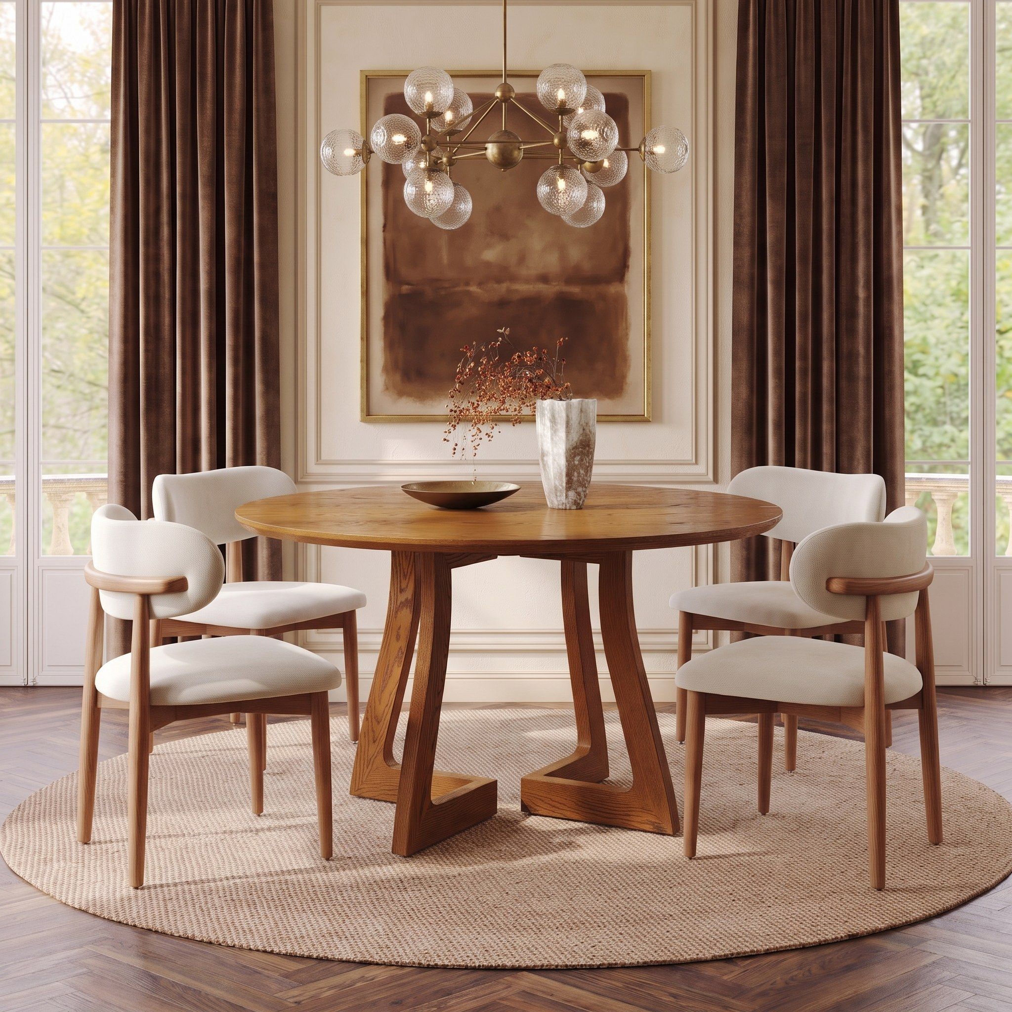 MDF Walnut Color Engineered Wood Dining Tables
