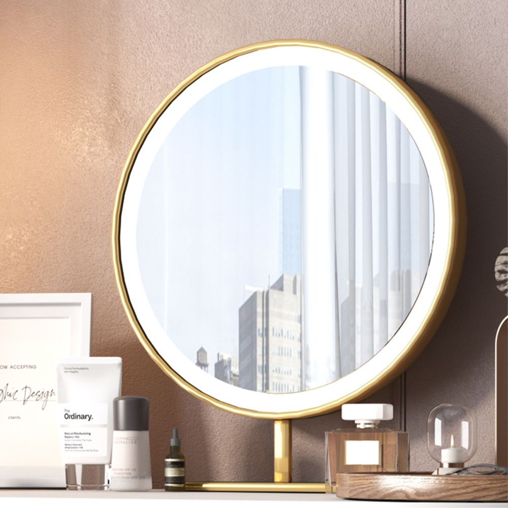 Circular Mirror White MDF Makeup Vanities