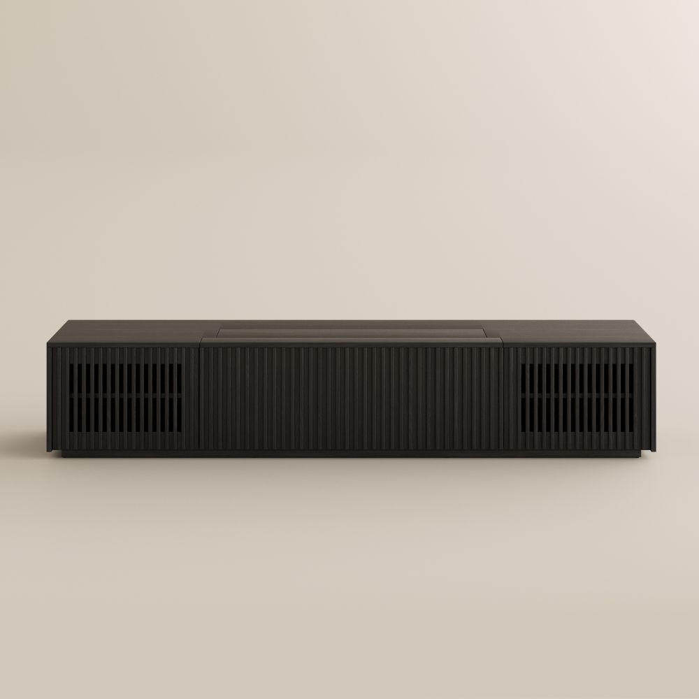 Mid Century Modern Black Wood Electric TV Stands