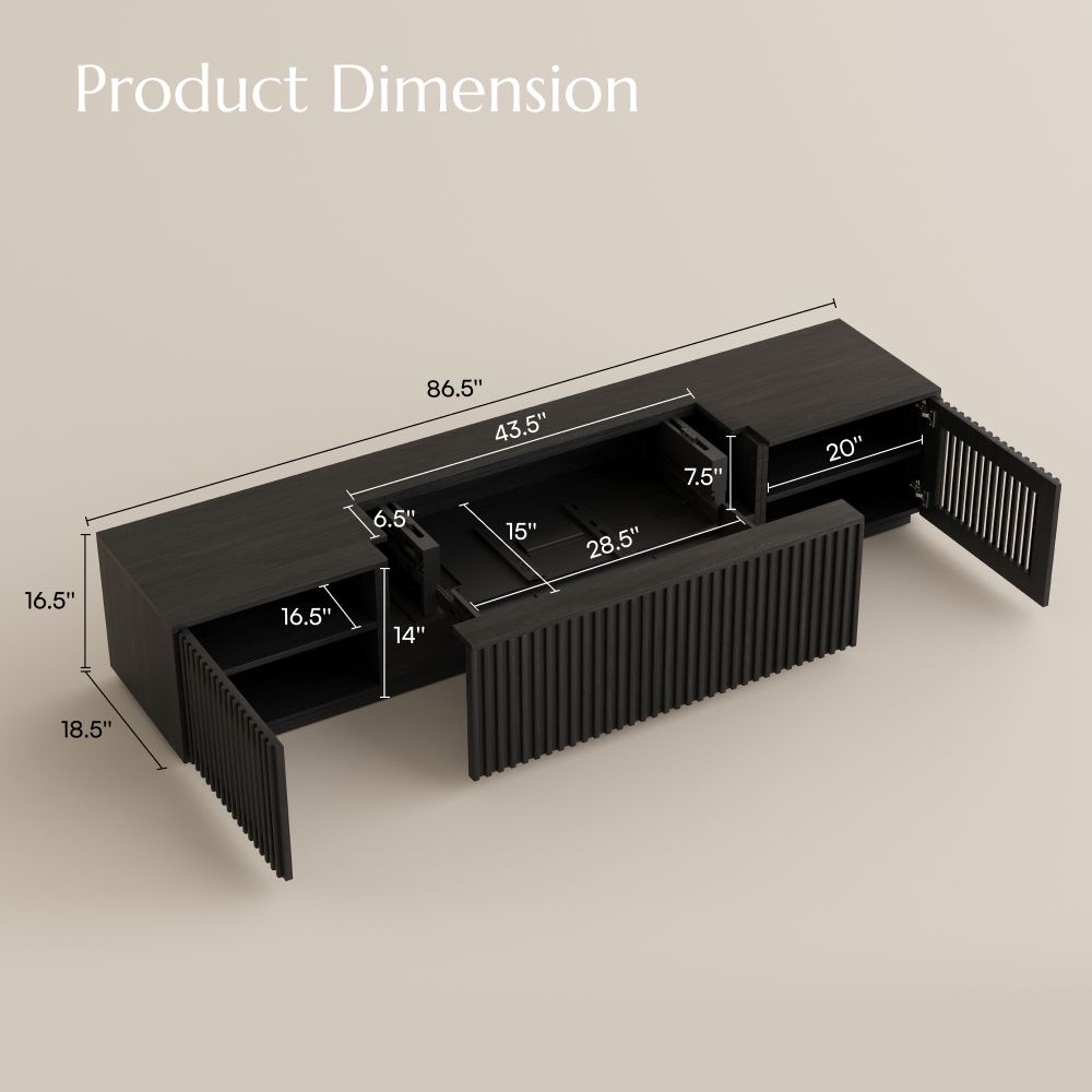 Pet Friendly Black Wood Electric TV Stands