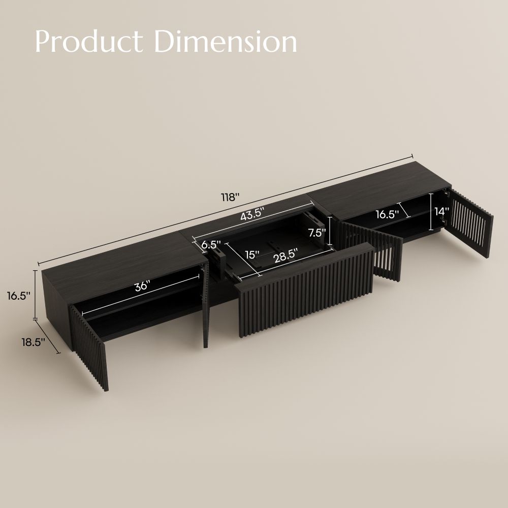 Mid Century Modern Black Wood Electric TV Stands