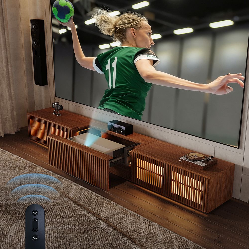 Partly Assemble Walnut Color Wood Electric TV Stands