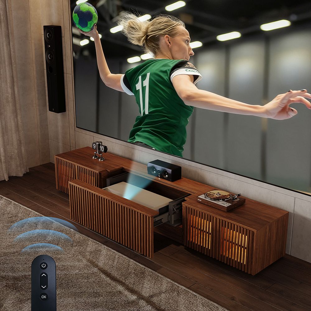 Extendable Walnut Color Wood Electric TV Stands