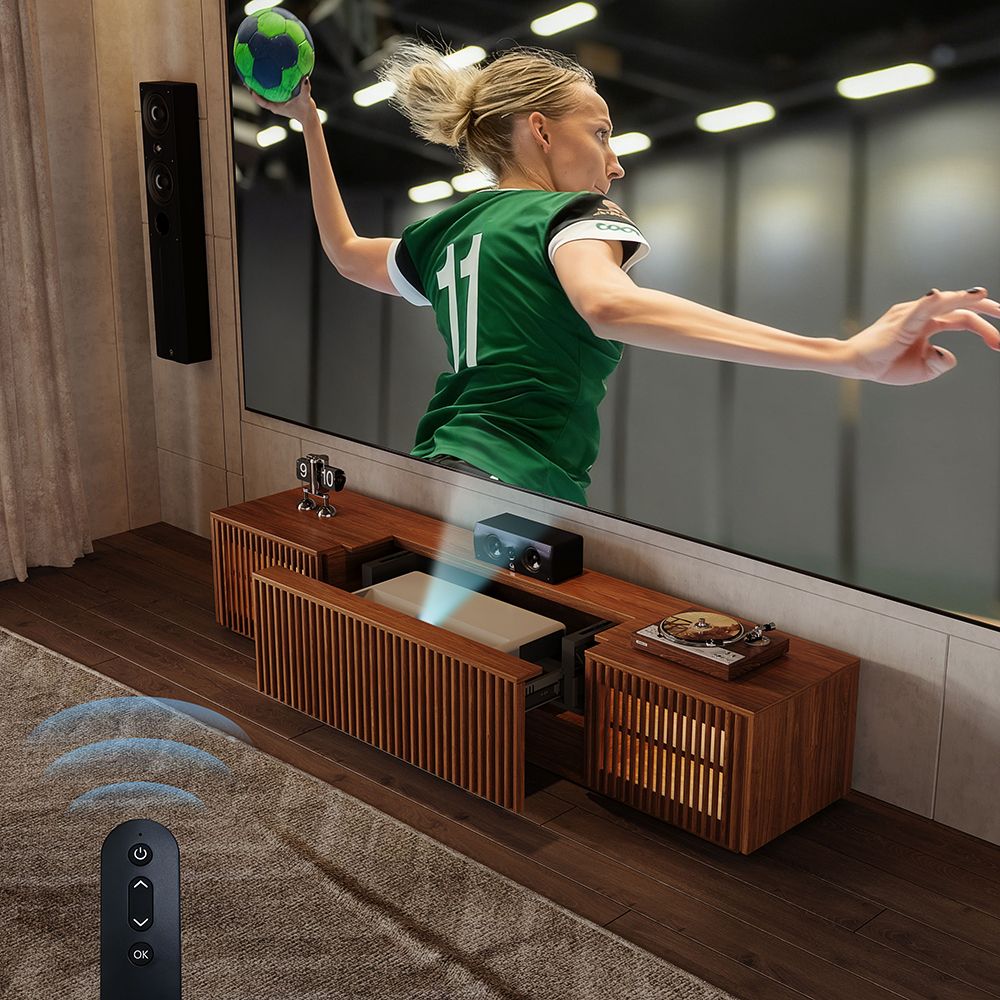 On the Ground Walnut Color Wood Electric TV Stands