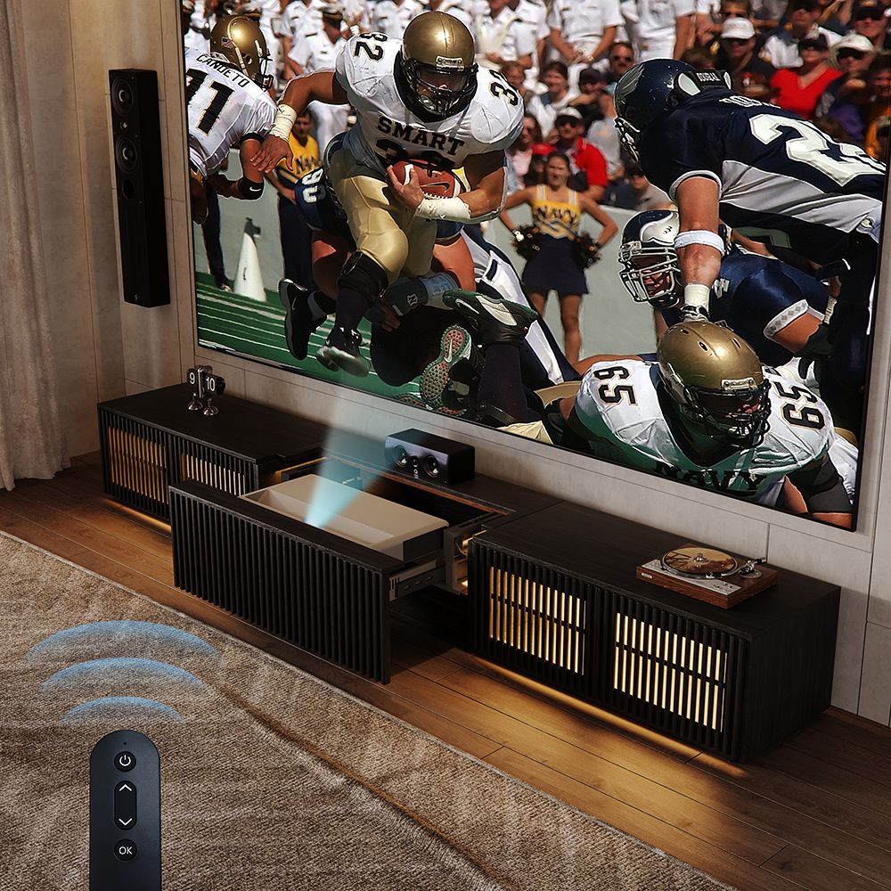 Pet Friendly Black Wood Electric TV Stands