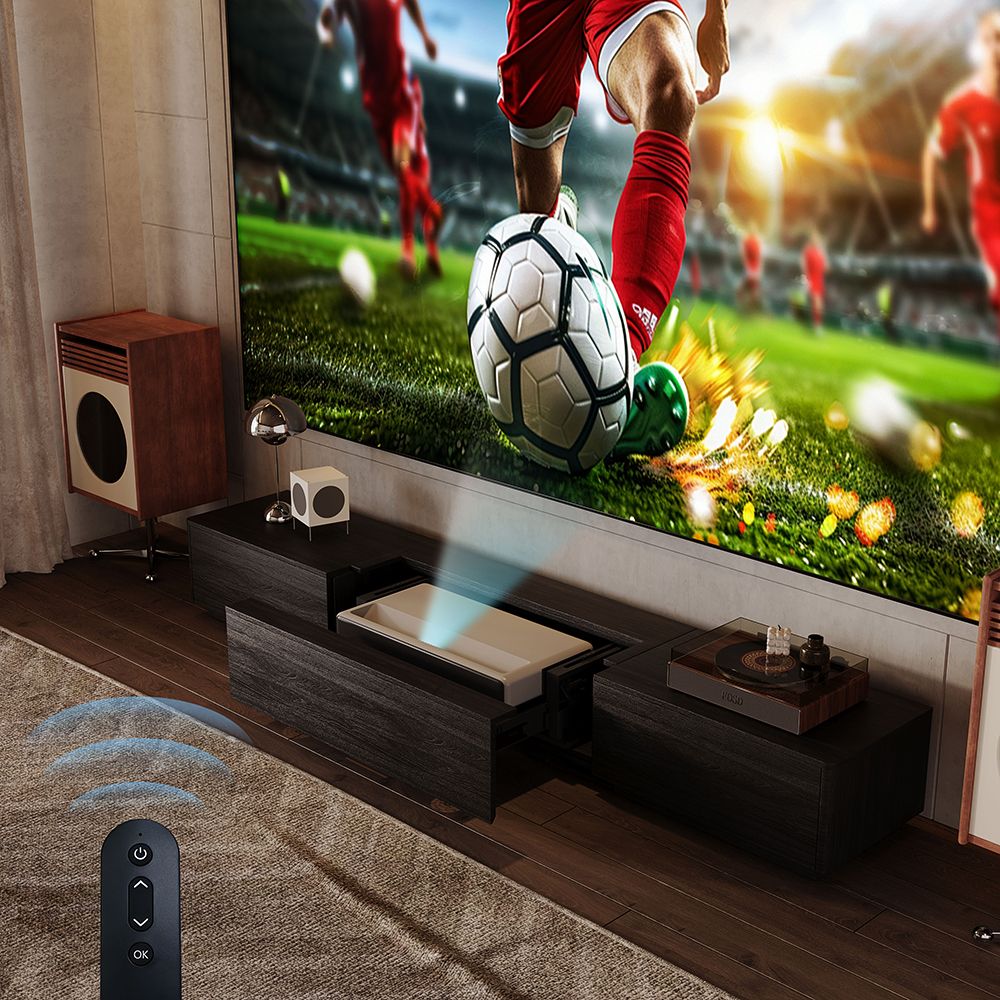 for Ultra short throw projector Black MDF Electric TV Stands