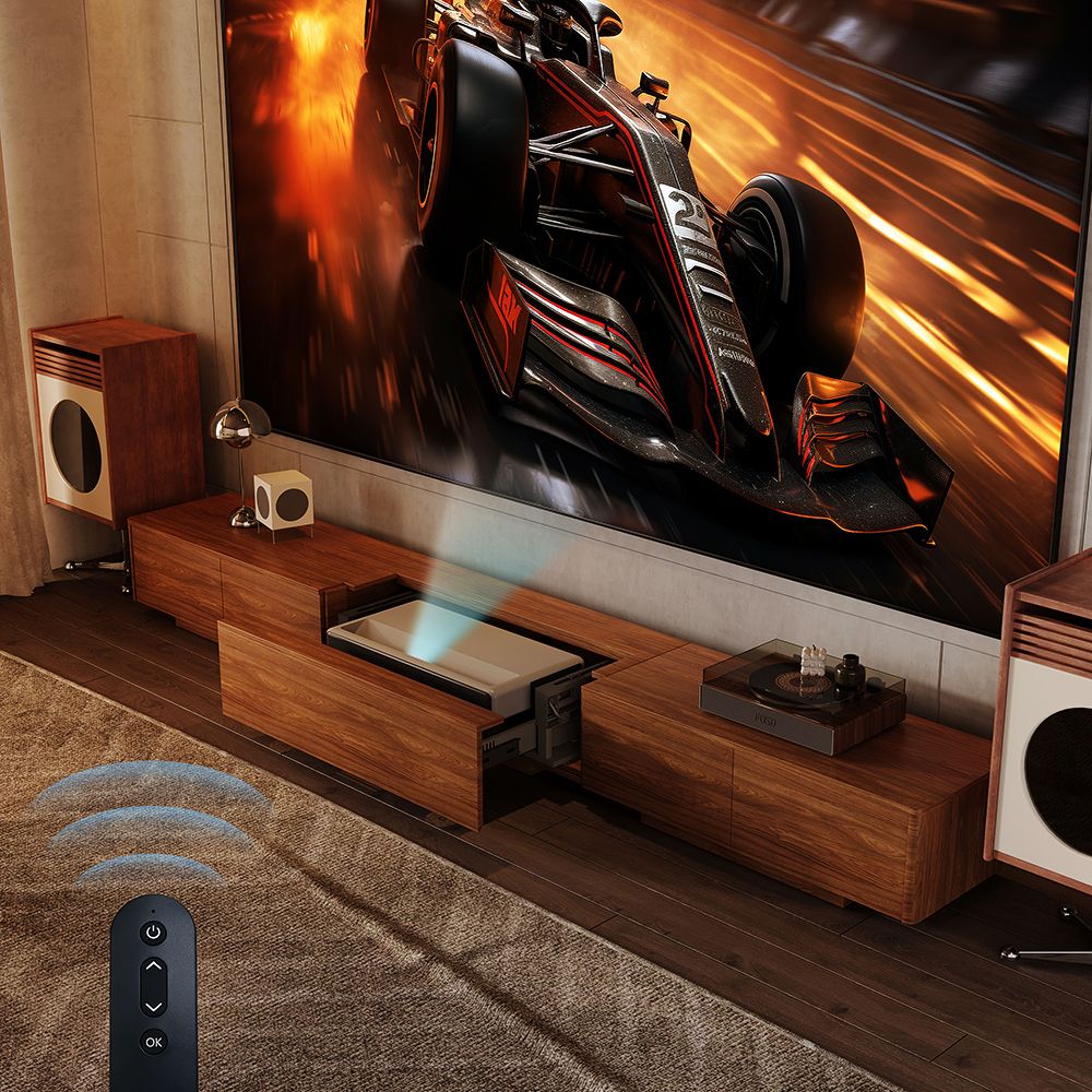 Living Room Walnut Color MDF Electric TV Stands