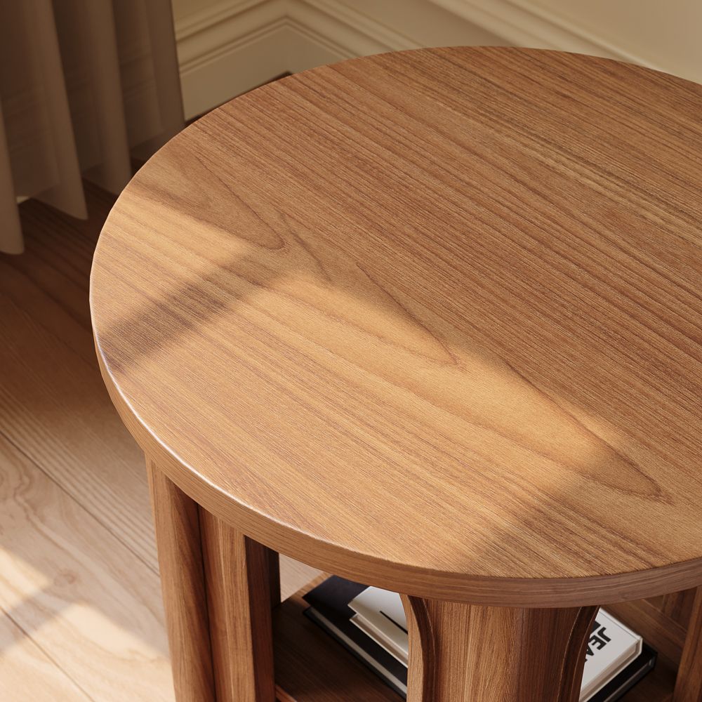 Fully Assemble Walnut Color Engineered Wood End & Side Tables