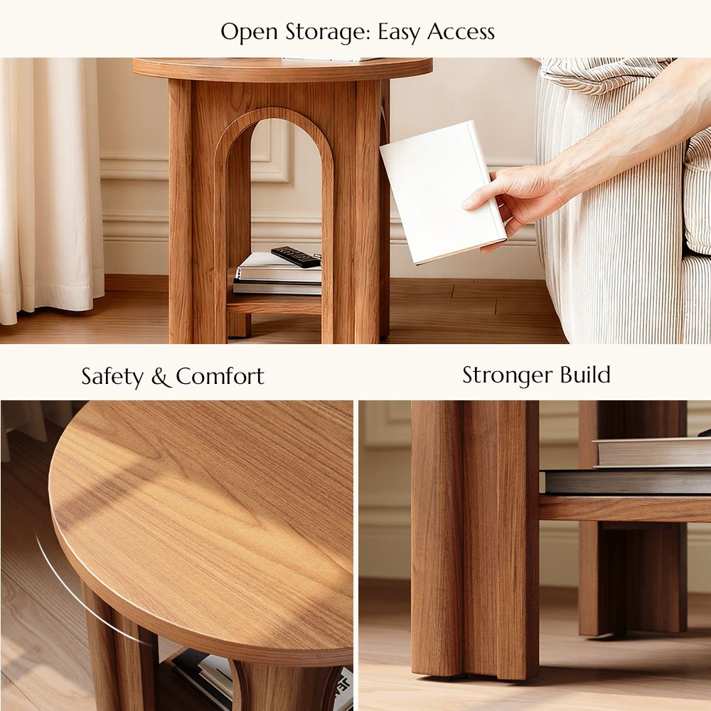 Fully Assemble Walnut Color Engineered Wood End & Side Tables