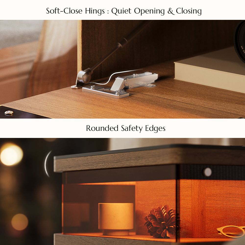 Storage Dark Wood & Black Engineered Wood End & Side Tables