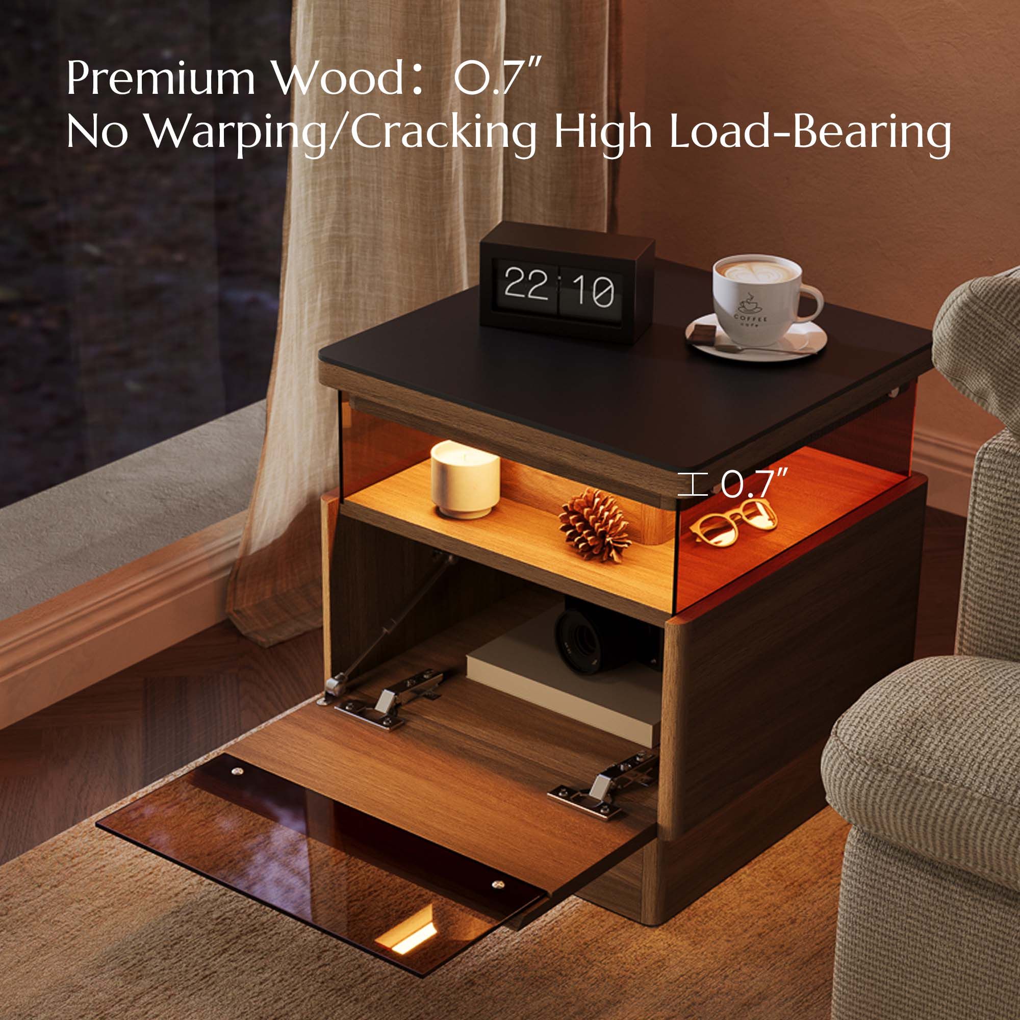 Living Spaces Dark Wood & Black Engineered Wood End & Side Tables