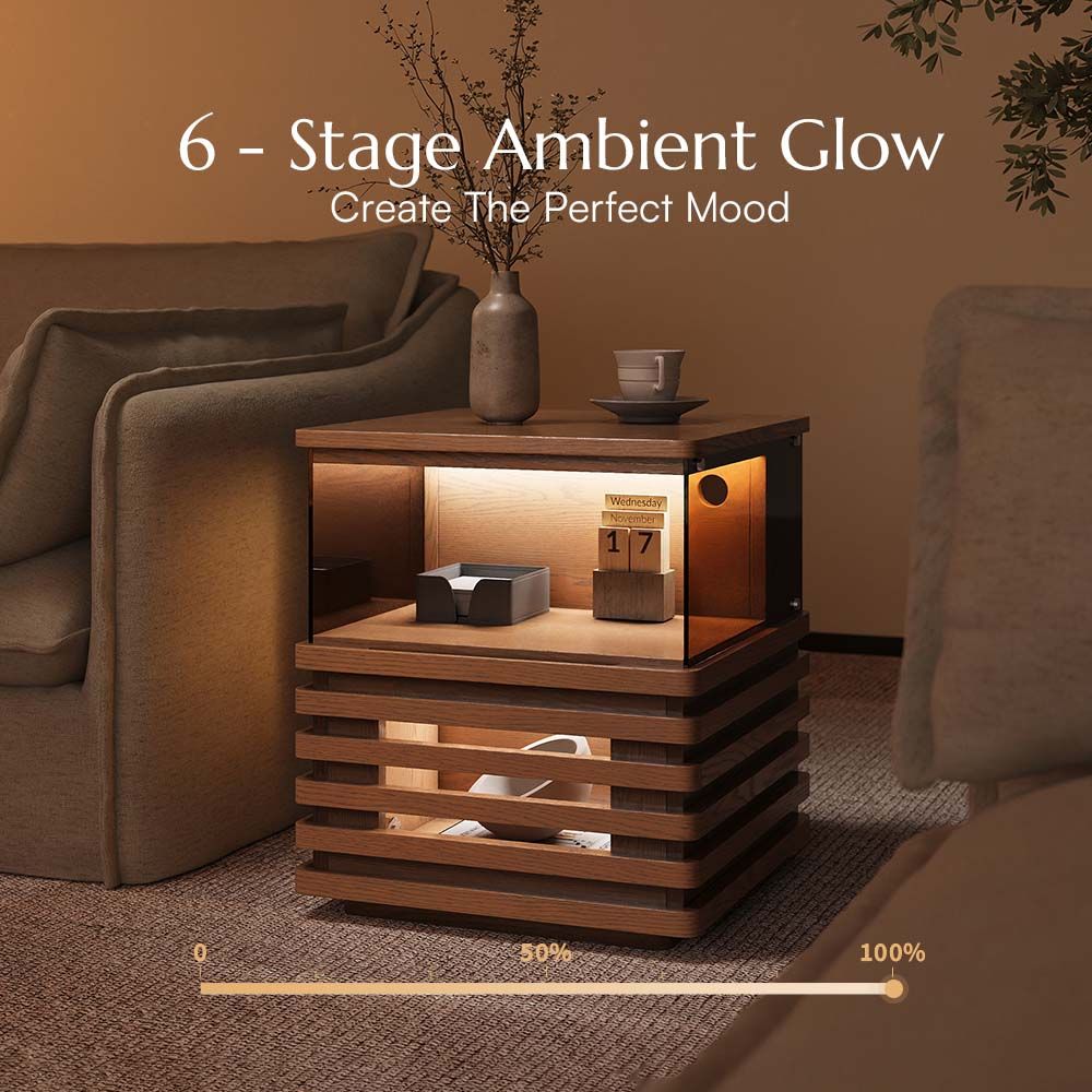 with Storage Walnut Color End & Side Tables