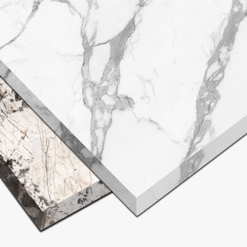 White Glossy Sintered Stone End & Side Tables