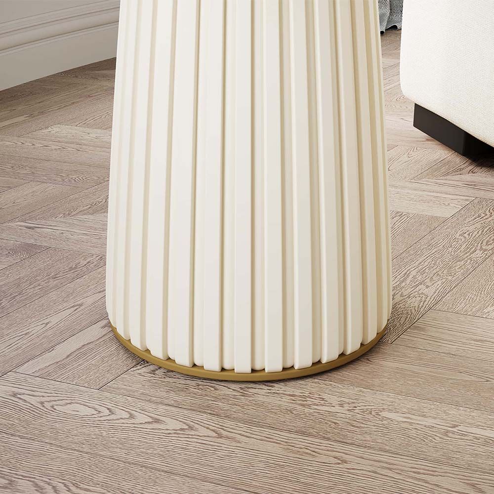 White Glossy Sintered Stone End & Side Tables