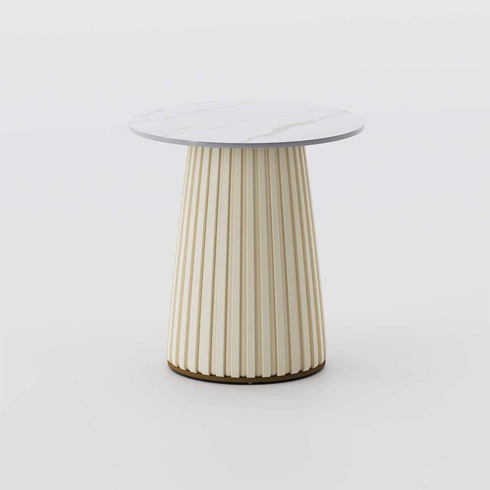 White Glossy Sintered Stone End & Side Tables