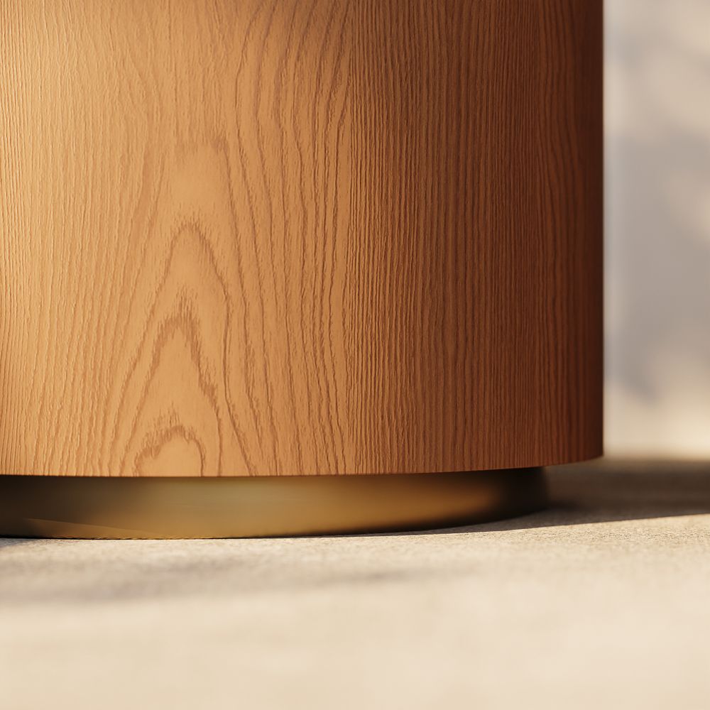 Round Walnut Color MDF End & Side Tables