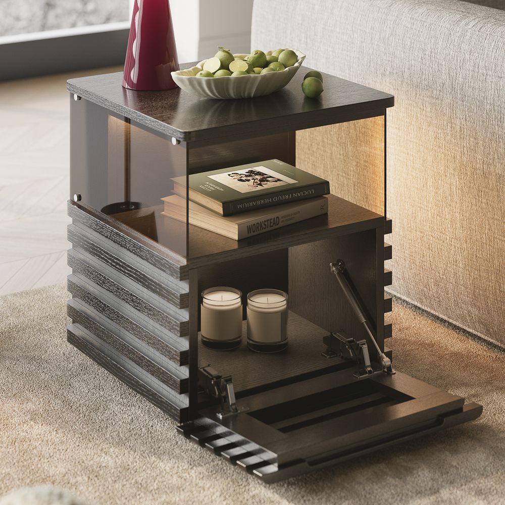 with Storage Black End & Side Tables