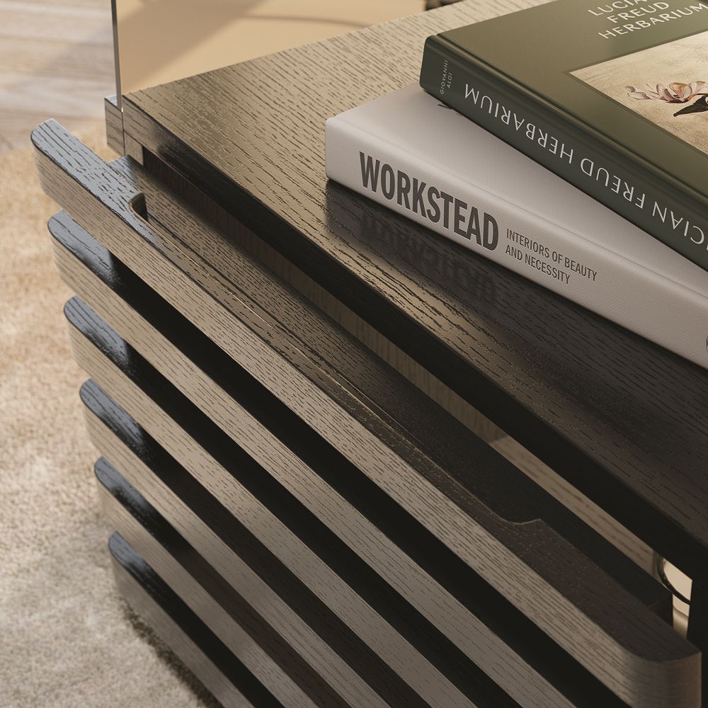 Slatted Design Black End & Side Tables
