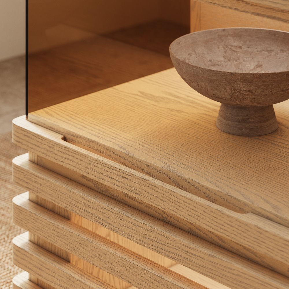 with Storage Oak End & Side Tables