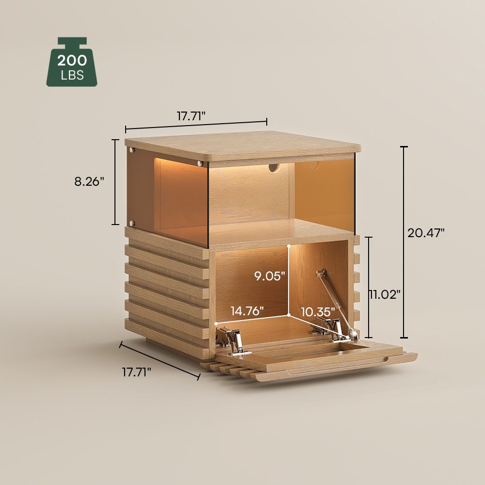 with LED Light Oak End & Side Tables