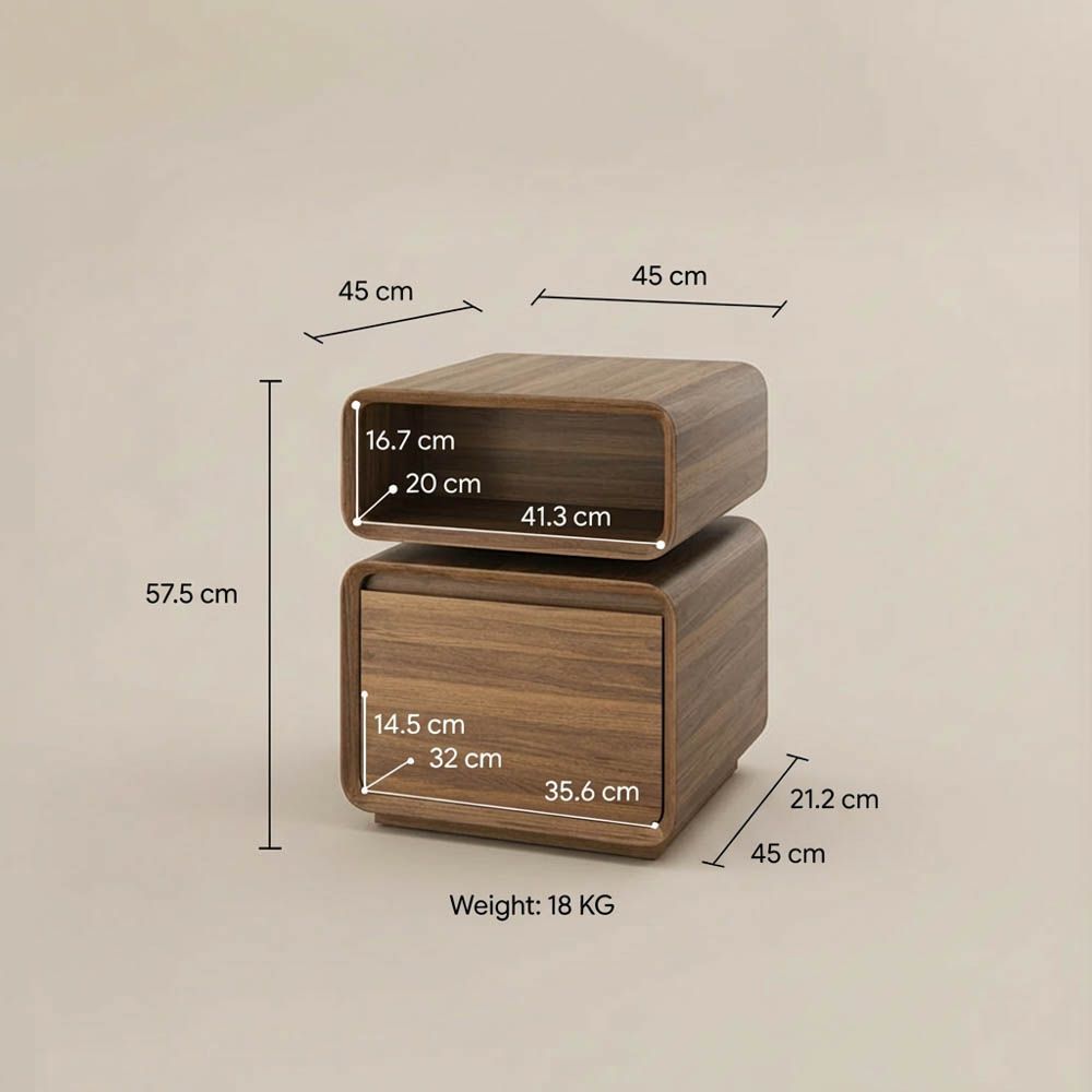 Brown Walnut Color MDF End & Side Tables
