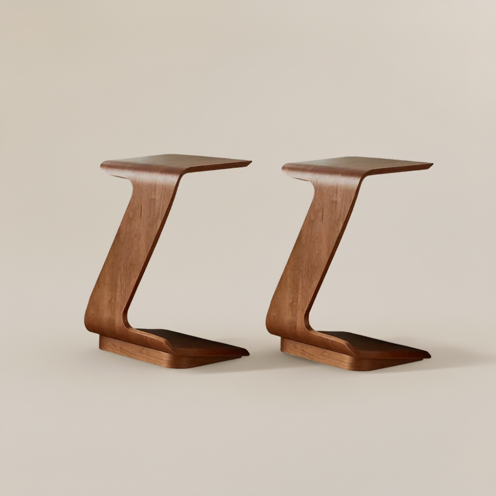 Modern Walnut Color MDF End & Side Tables
