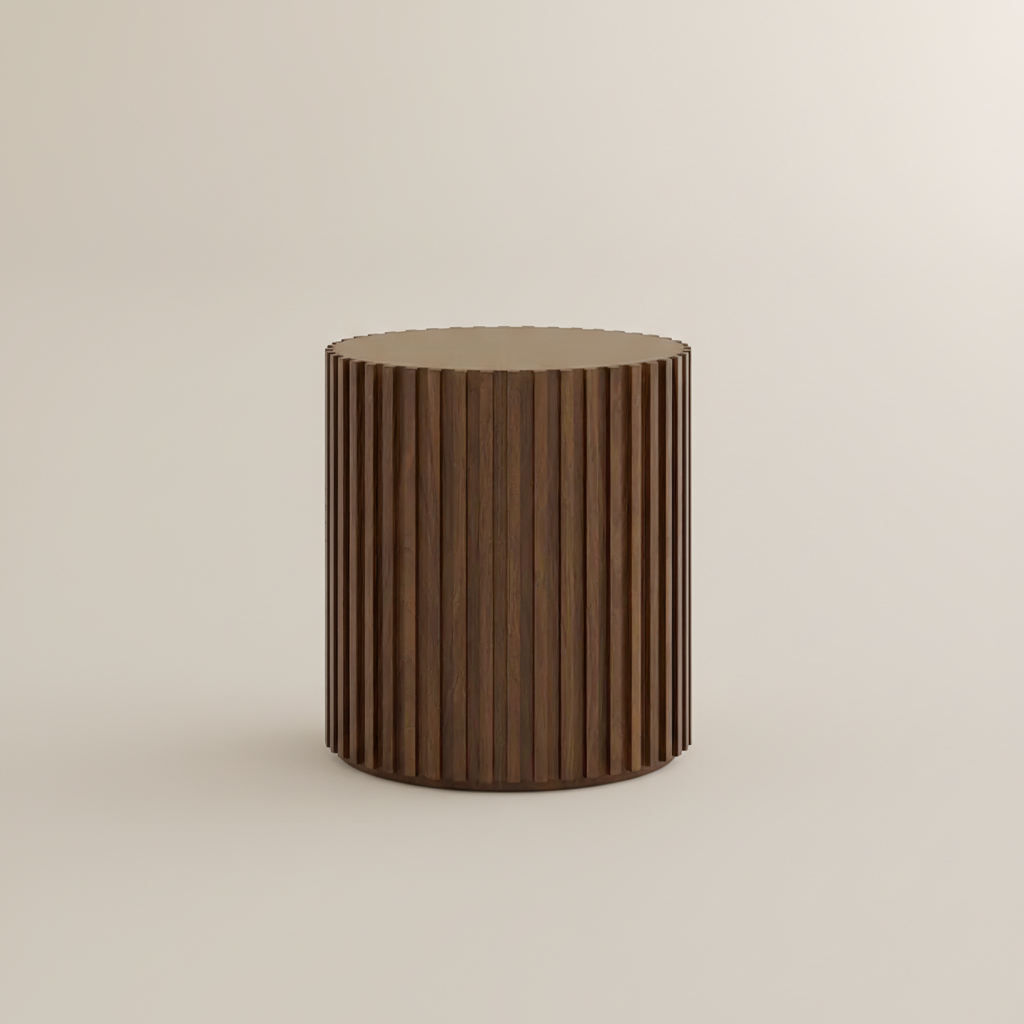 Mid-Century Modern Dark Walnut MDF End & Side Tables