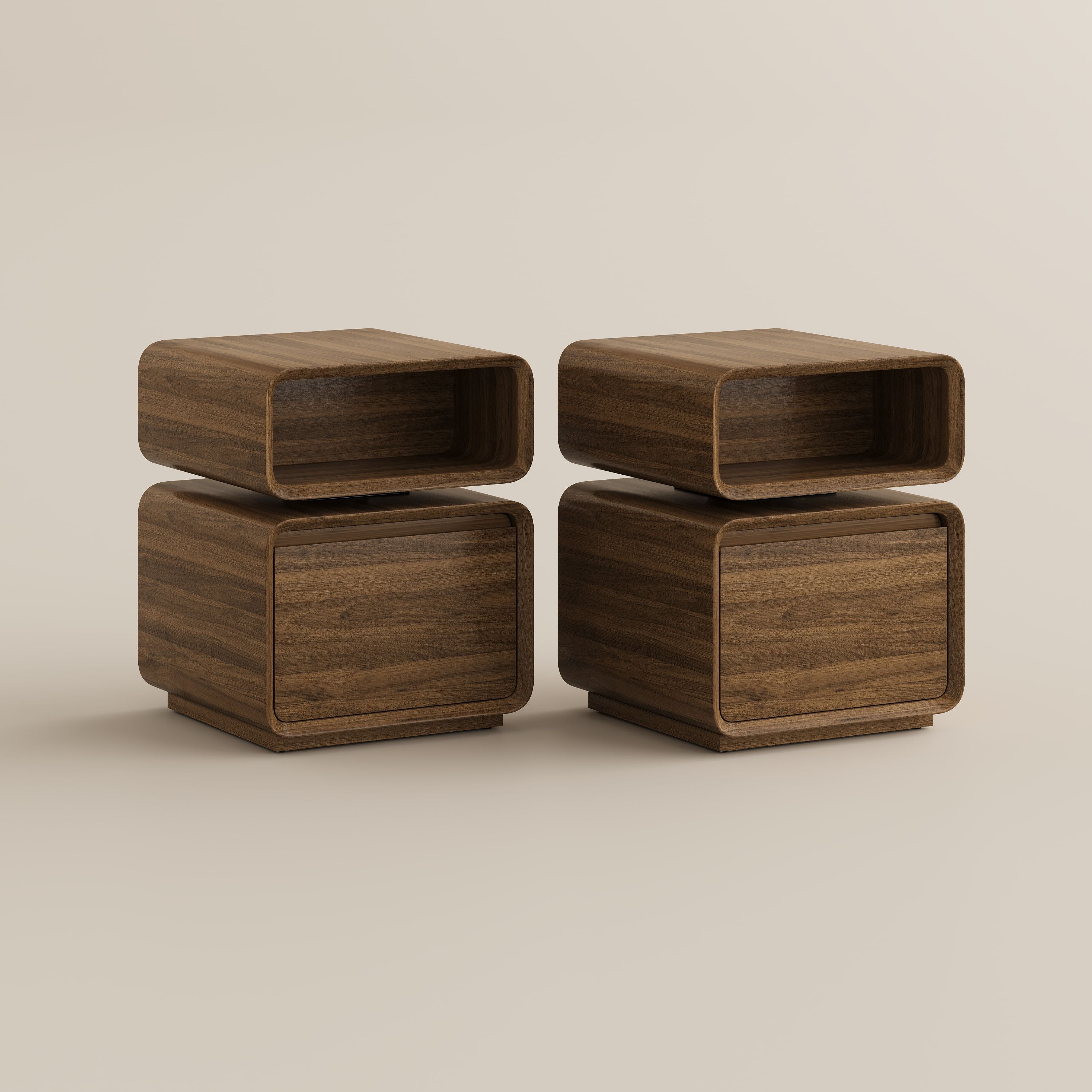 Modern Walnut Color MDF End & Side Tables