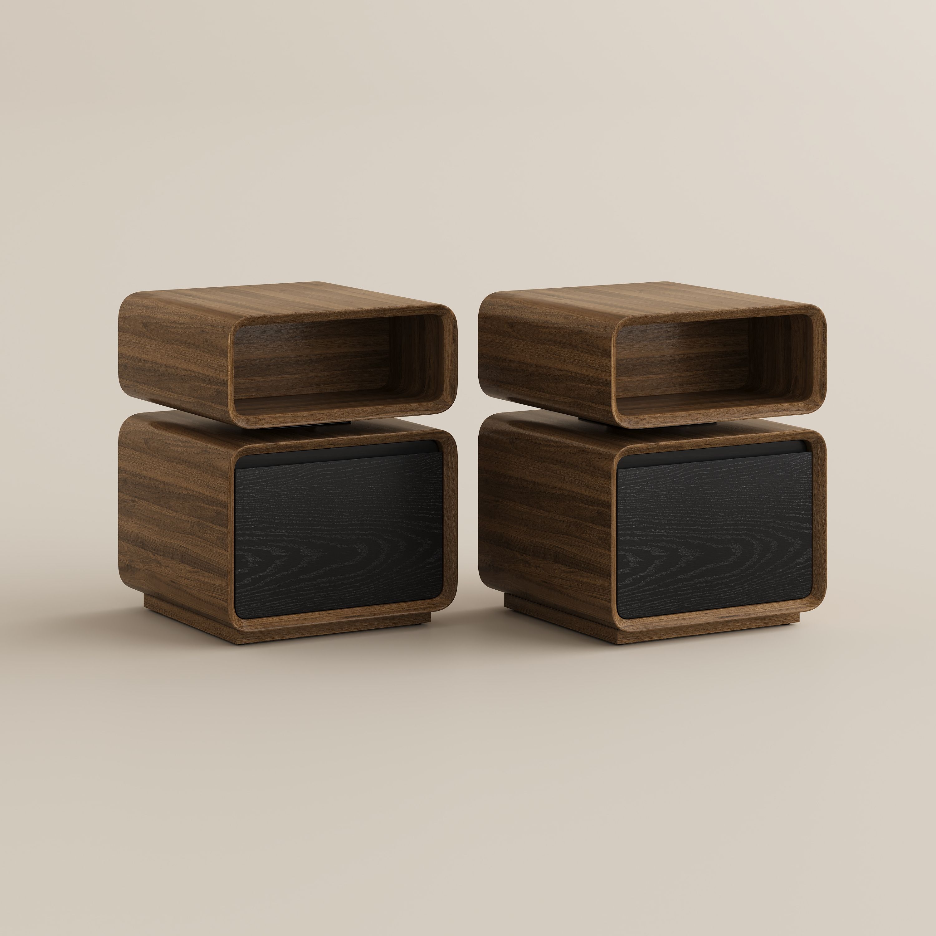 with Storage Walnut & Black MDF End & Side Tables