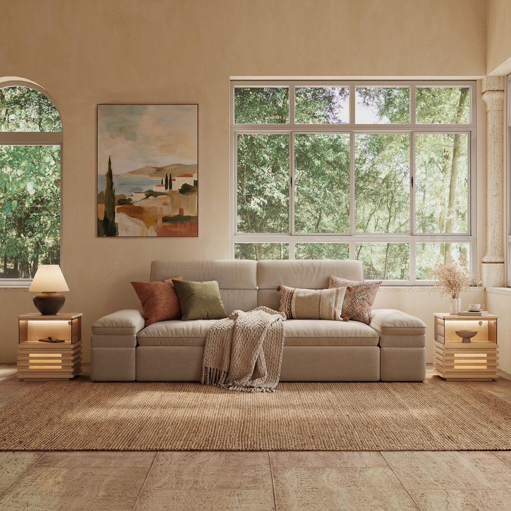 with Storage Oak End & Side Tables