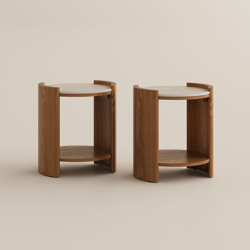 Walnut Color End & Side Tables