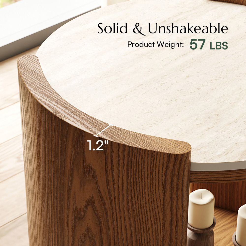 Round Walnut Color End & Side Tables