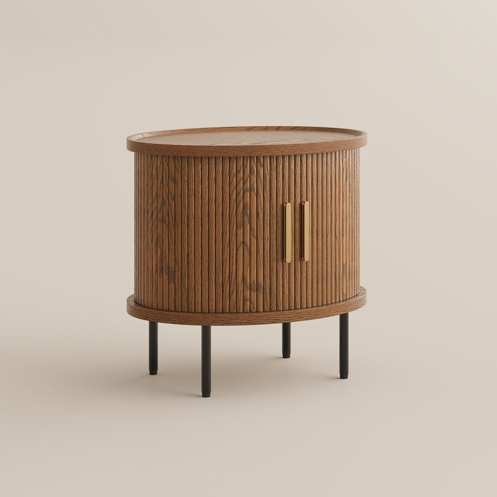 Mid Century Modern Walnut Color Plywood End & Side Tables