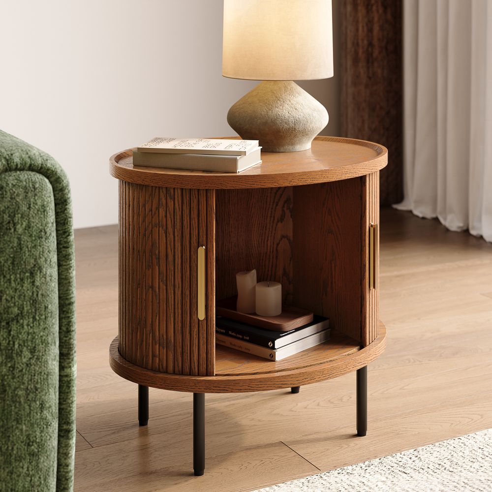 Walnut Color Walnut Color Plywood End & Side Tables