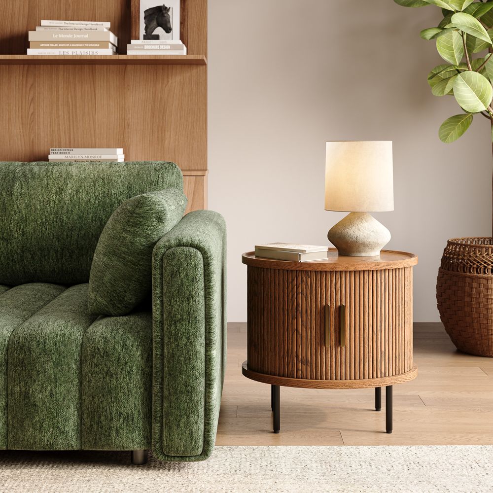 Walnut Color Walnut Color Plywood End & Side Tables