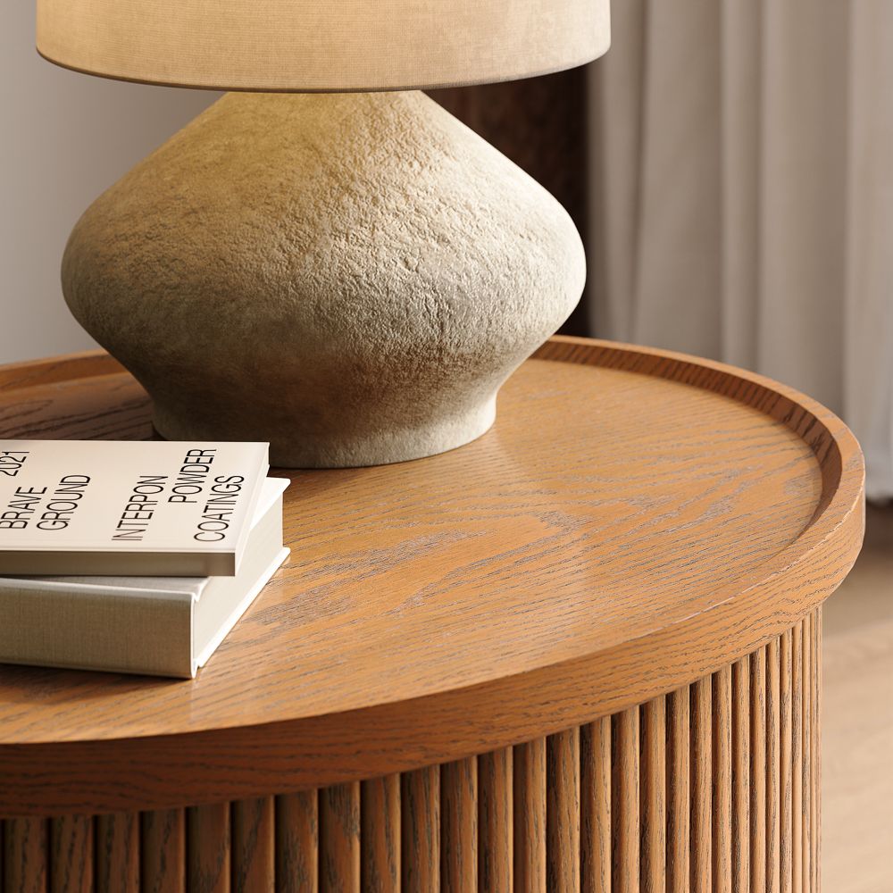 Walnut Color Walnut Color Plywood End & Side Tables