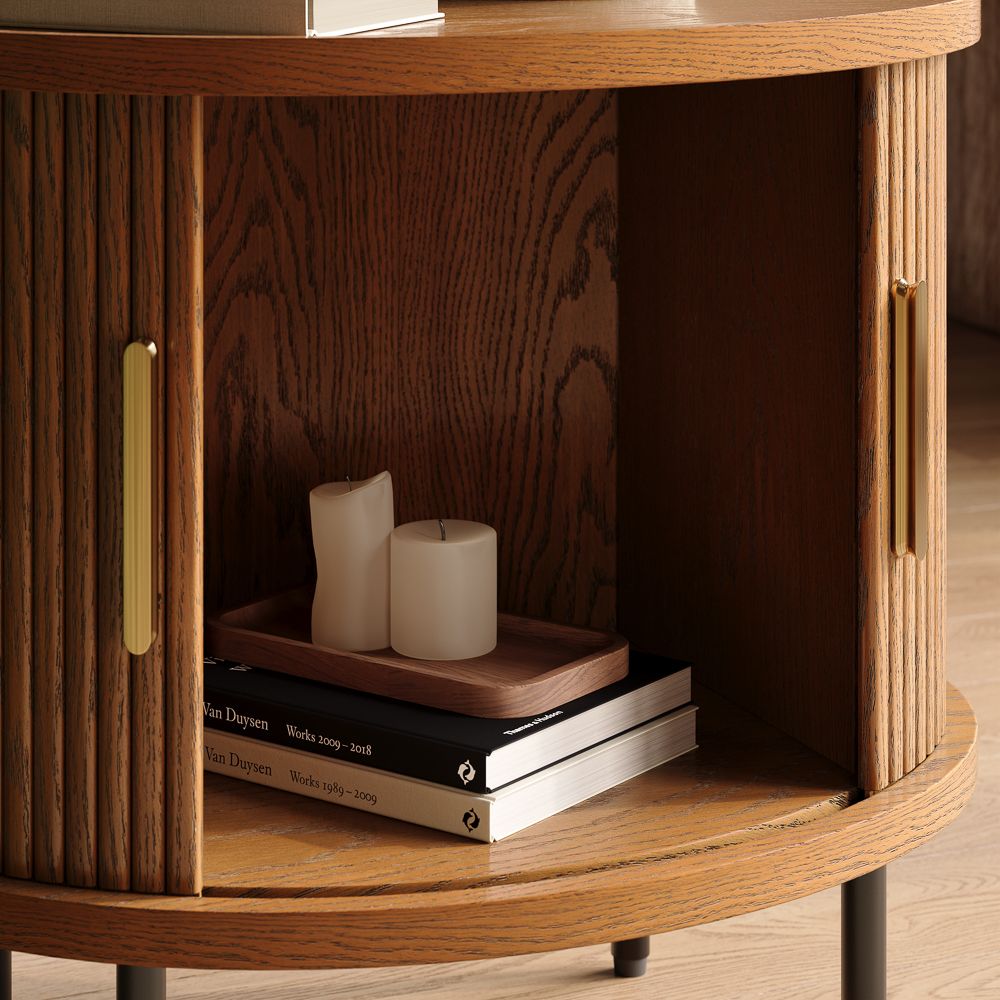 Mid Century Modern Walnut Color Plywood End & Side Tables